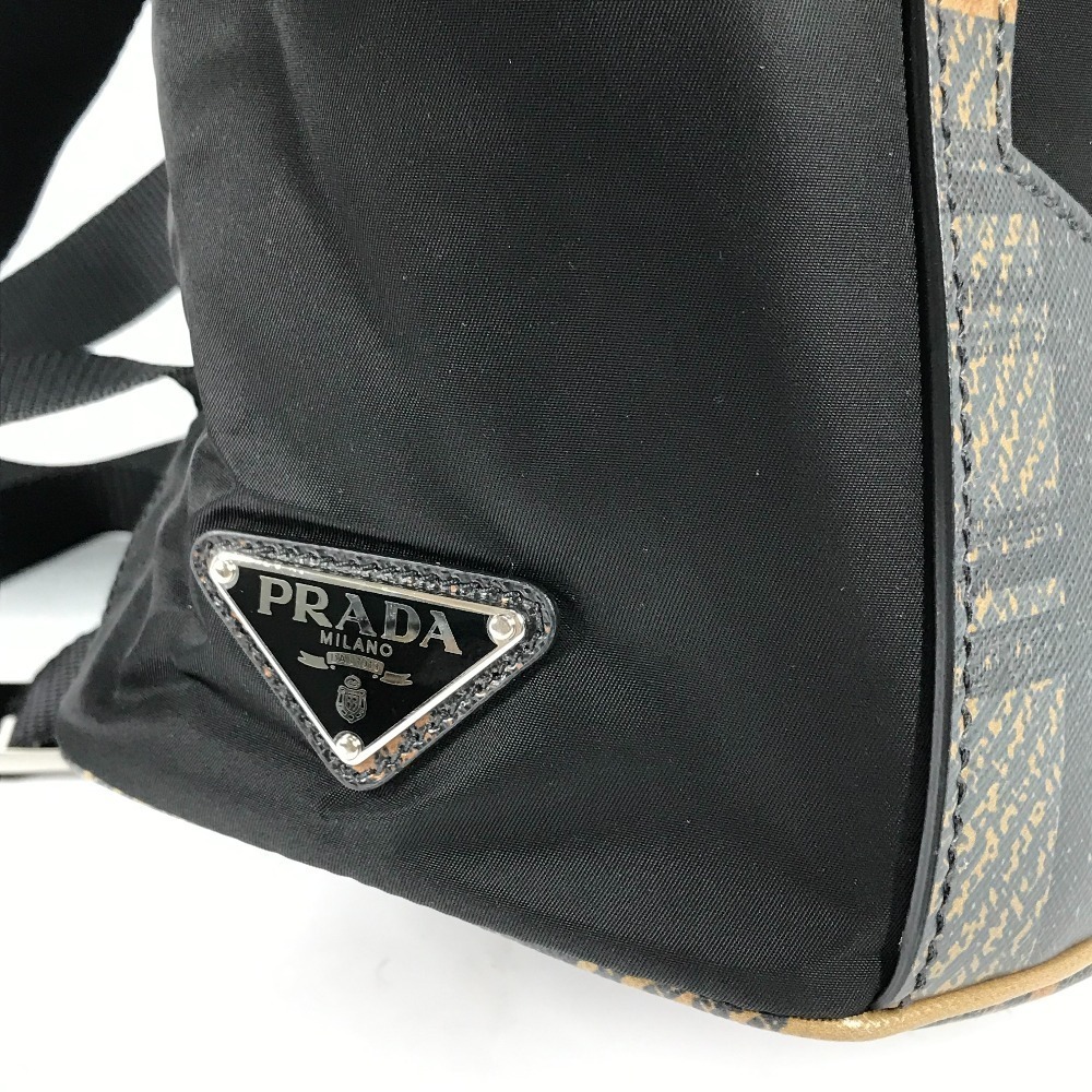 PRADA Triangle Plate Check Backpack Rucksack Daypack Bag Drawstring Rucksack - Picture 8 of 15